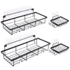 Two sets of black metal shower shelves and soap dishes are displayed against a white background. Náhled obrázku produktu