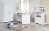 A nursery room with a crib, changing table, and wardrobe. Produktbild-Vorschau