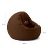A brown beanbag chair with dimensions indicated by measurement lines and text. Produktbild-Vorschau