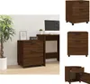 A collage of images showing a brown oak-effect mobile filing cabinet from different angles, including a lifestyle shot in an office setting. Podgląd zdjęcia produktu