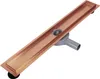 A linear shower drain with a copper-colored channel and a gray drainpipe. Produktbild-Vorschau