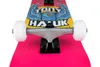 A close-up, head-on view of a Tony Hawk skateboard, showing the deck graphic and the front truck and wheels. Produktbild-Vorschau