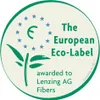 A circular badge with green accents and text indicating 'The European Eco-Label' awarded to 'Lenzing AG Fibers'. Produktbild-Vorschau