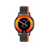 A smartwatch with a black strap and an orange accent, displaying the time and activity data on its screen. Podgląd zdjęcia produktu