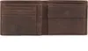 An open brown leather wallet is shown against a white background. Produktbild-Vorschau
