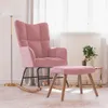 vidaXL Houpací křeslo se stoličkou Velvet Pink Náhled obrázku produktu 2
