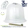 A set of three clear plastic plant covers (cloches) and stakes, displayed on a white background. Produktbild-Vorschau
