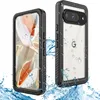 Two black and clear protective phone cases are shown with water droplets and splashes around them. Produktbild-Vorschau