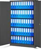 An open metal filing cabinet filled with blue binders. Anteprima dell’immagine prodotto