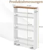 A diagram showing the dimensions of a narrow shelving unit. Produktbild-Vorschau