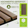 Close-up of wooden slats with dimensions and material information. Produktbild-Vorschau