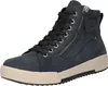 A single blue high-top sneaker with a beige sole is shown against a white background. Voir les images du produit