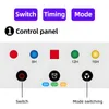 Diagram showing the control panel of a grow light with buttons for switch, timing, and mode, along with indicator lights. Náhled obrázku produktu
