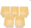 Five yellow hydroponic growing buckets are arranged in two rows on a white background. Produktbild-Vorschau