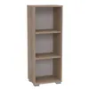 A tall, narrow, three-shelf bookcase with a wood-grain finish and silver feet, shown against a white background. Produktbild-Vorschau