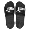 A pair of black Puma slide sandals shown from a top-down view against a white background. Anteprima dell’immagine prodotto