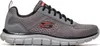 A side view of a gray Skechers sneaker. Voir les images du produit