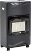 A black gas heater with a silver grate and heating elements is shown against a white background. Produktbild-Vorschau