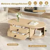 MODFU Couchtisch Rund,Wohnzimmertisch mit 2 Schubladen und Produktbild-Vorschau 5