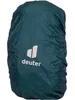 A teal backpack rain cover with the Deuter logo and name printed on it, shown against a white background. Produktbild-Vorschau