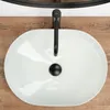 A top-down view of a white basin with a black faucet and drain. Anteprima dell’immagine prodotto
