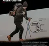 A person hiking with trekking poles, with a smartwatch display showing pacer information. Produktbild-Vorschau