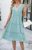 ASKSA Damen Sommerkleid Spitze V-Ausschnitt Ärmellos Produktbild-Vorschau 2