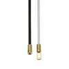 Two cables, one black and one white, with brass fittings at the bottom, are shown against a white background. Produktbild-Vorschau