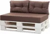 A sofa made from white painted wooden pallets with brown cushions. Anteprima dell’immagine prodotto