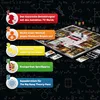 A board game with various informational callouts and a background of scientific formulas and diagrams. Produktbild-Vorschau