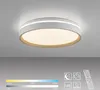 A modern LED ceiling light fixture with a remote control and feature icons displayed below. Anteprima dell’immagine prodotto