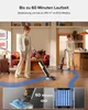 Two women are using wet dry vacuum cleaners in a modern living room. The image also includes close-up shots of the vacuum cleaner's components and a timer. Produktbild-Vorschau