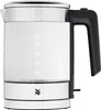 A studio shot of a glass electric kettle with a black handle and a stainless steel base. Anteprima dell’immagine prodotto