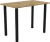 A rectangular table with a wooden top and four black legs, isolated on a white background. Náhled obrázku produktu