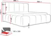 A technical drawing of a bed with dimensions indicated. Náhled obrázku produktu