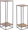 2er Set Beistelltisch Mysore 40 x 40 x 123 cm Aluminium Metall Schwarz Gold_Natur24 Produktbild-Vorschau