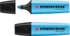 Two blue STABILO BOSS ORIGINAL highlighters are shown against a white background. One highlighter has its cap off, revealing the blue tip. Anteprima dell’immagine prodotto