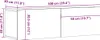 A diagram showing the dimensions of a white TV cabinet. Náhľad obrázku produktu