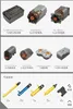 A collage of various electronic components and pneumatic accessories for a building block set. Produktbild-Vorschau