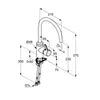 A technical drawing of a faucet with dimensions and angles indicated. Produktbild-Vorschau