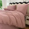 Komplet pościeli Różowa krata 140x200 cm + poszewka 70x80 Podgląd zdjęcia produktu 6