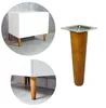 A collage of images showing a white cabinet with wooden legs and a separate image of a single wooden furniture leg with a metal mounting plate. Produktbild-Vorschau