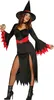 Hexenkostüm Halloween Magie Zauber Kleid Schwarz Rot Hut, Produktbild-Vorschau 1