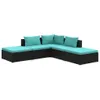 5-tlg. Garten-Lounge-Set mit Kissen Poly Rattan Schwarz Produktbild-Vorschau 1