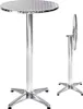 Two silver bar tables are shown against a white background. One table is fully assembled and upright, while the other is shown from the side with its top folded down. Náhled obrázku produktu