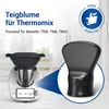 A Thermomix kitchen machine with a dough flower attachment is shown, with a close-up of the attachment and marketing text. Produktbild-Vorschau
