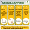 Instructions for using a pest trap, showing four steps: folding, peeling, placing, and checking. Produktbild-Vorschau