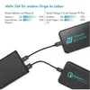 A power bank is shown connected to two different devices, illustrating charging speeds. Produktbild-Vorschau