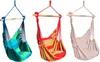 Three hanging chairs in different color patterns, displayed against a white background. Produktbild-Vorschau