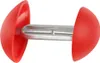 A red and silver shoe stretcher is shown against a white background. Produktbild-Vorschau